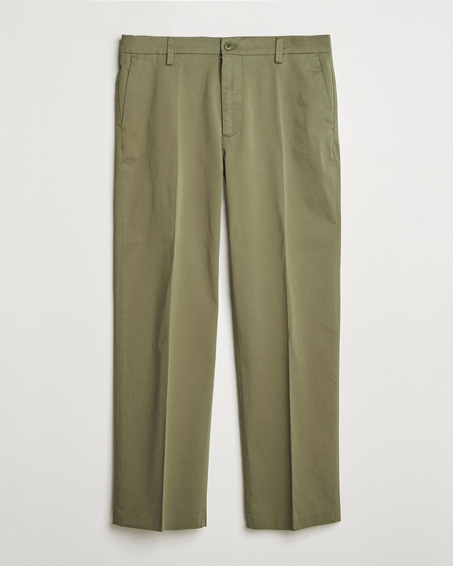 NN07 Paw Cotton/Lyocell Pleated Trousers Capers Green