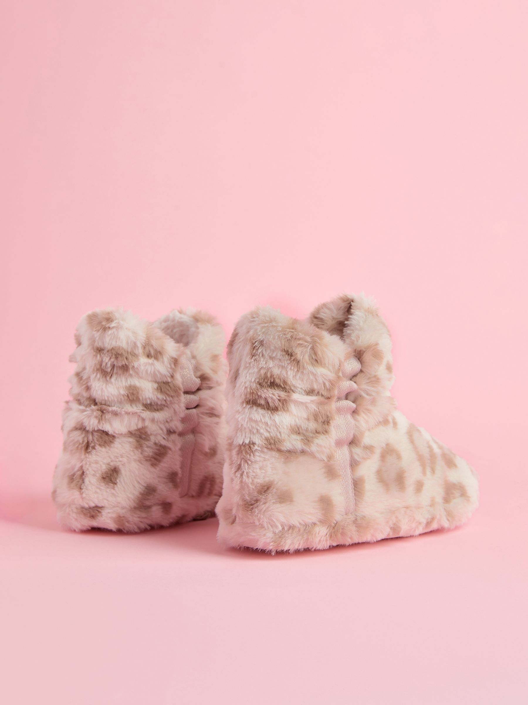 Lipsy luipaard comfortabele pantoffellaarsjes van imitatiebont met ruches nachtkleding