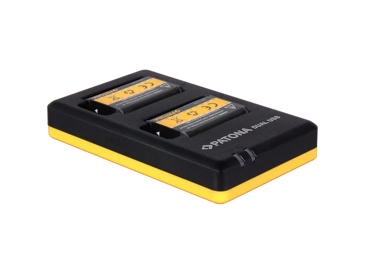 Dual USB Ladegerät Charger für Sony Digitalkameras mit NP-BX1 Akkus (1974) - Schwarz / Gelb