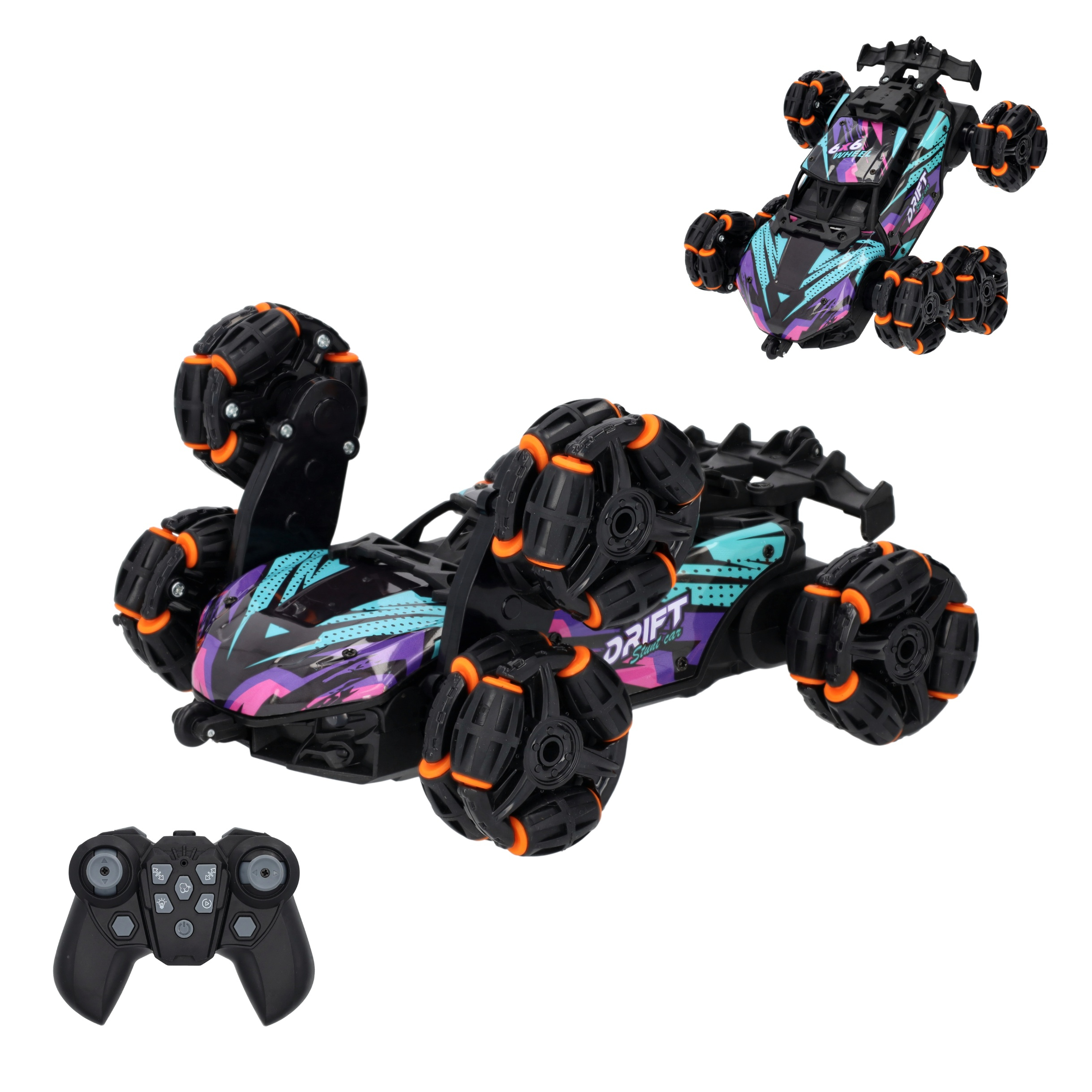 (1:20) Ferngesteuertes 2.4GHz RC Spielzeug Auto Six Wheels Offroad Car mit 360° Drehung / LED Licht / Sprühnebel (Batteriebetrieben) - Assortiert