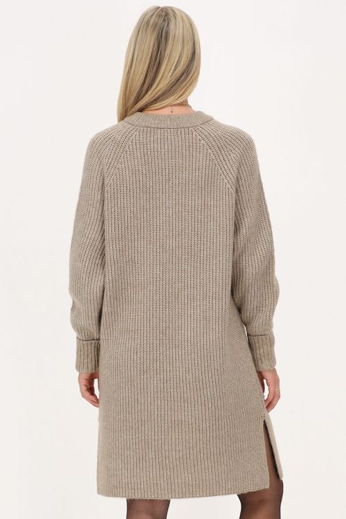 Beige midi jurk gebreid