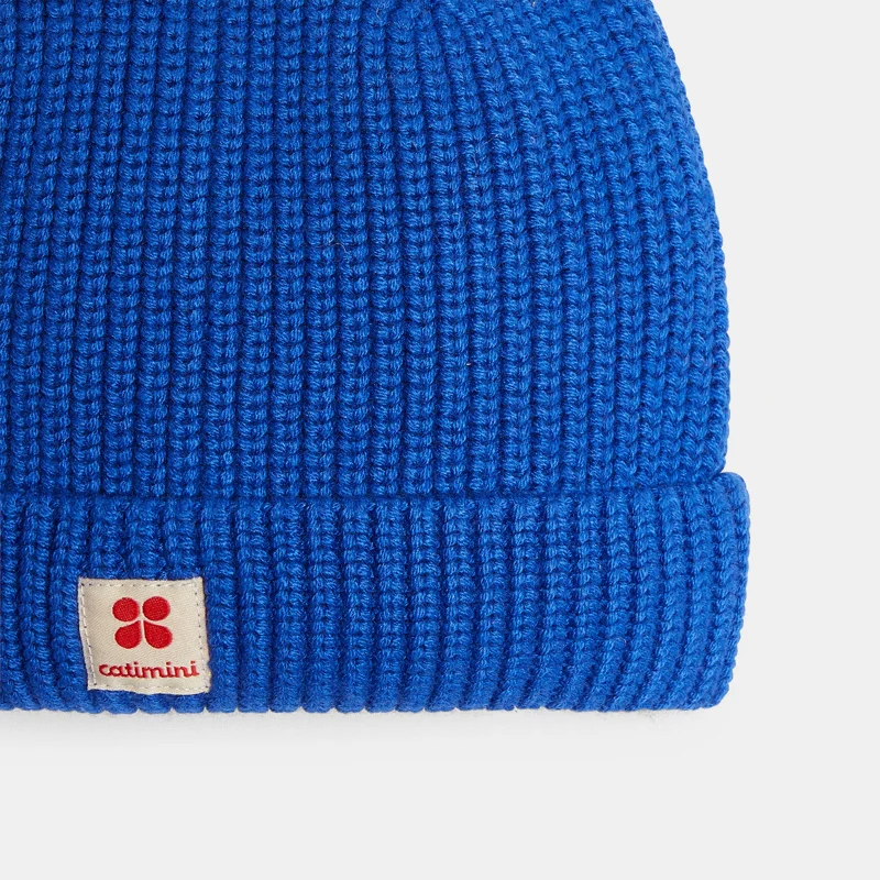 Bonnet enfant en maille tricot bleu azulejos garçon Catimini Bleu