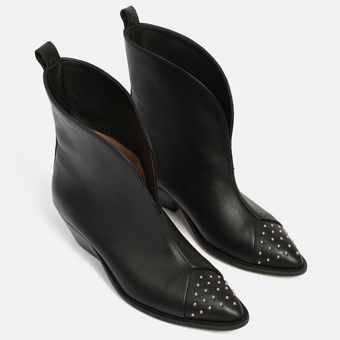 L37 Bottines en Cuir grainé Frontier Jet noires - Talon 5 cm