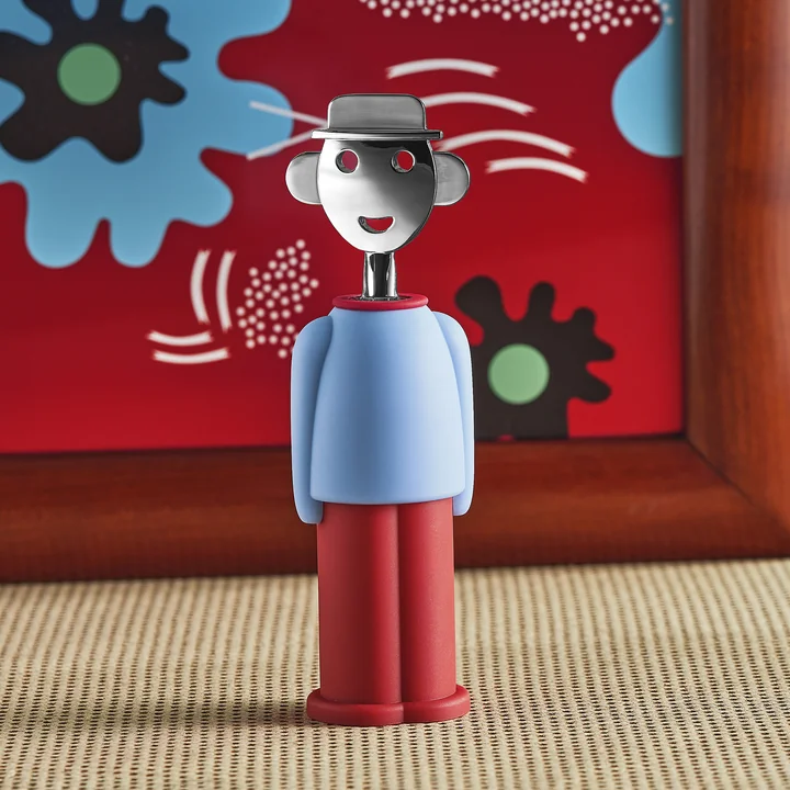 A di Alessi - Korkenzieher Alessandro M., hellblau / rot