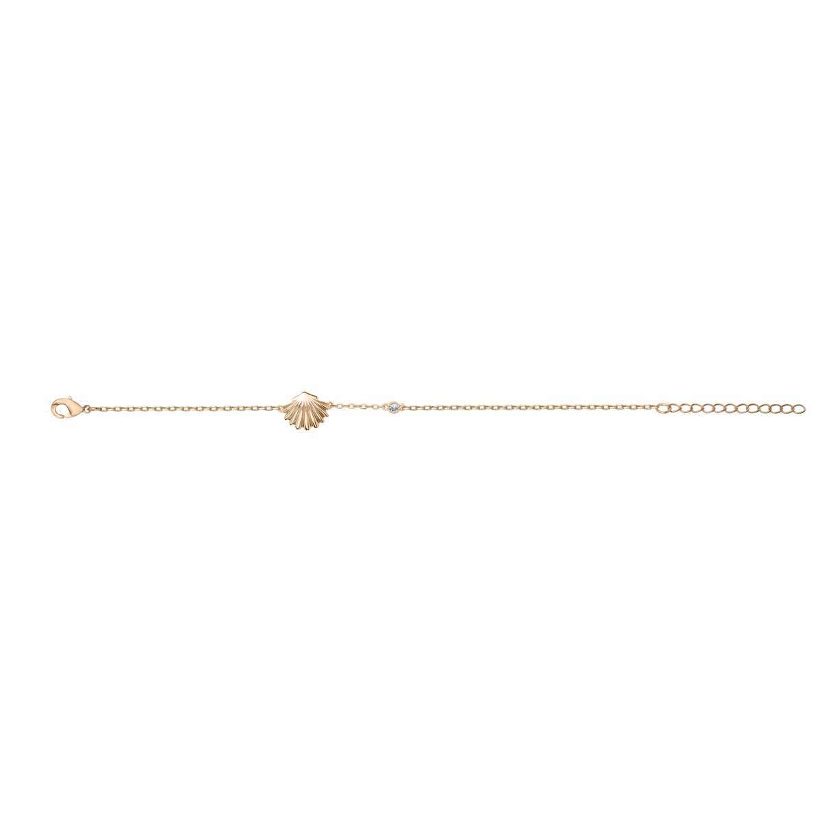 Bracelet souple mono-motif en Plaqué Or avec spinelle bleu topaze