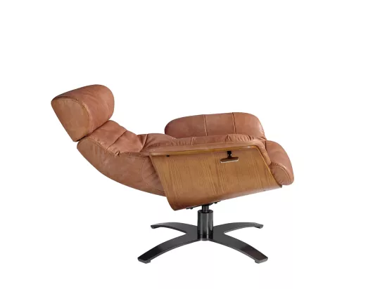 Fauteuil pivotant en cuir de couleur camel 5083 ANGEL CERDA