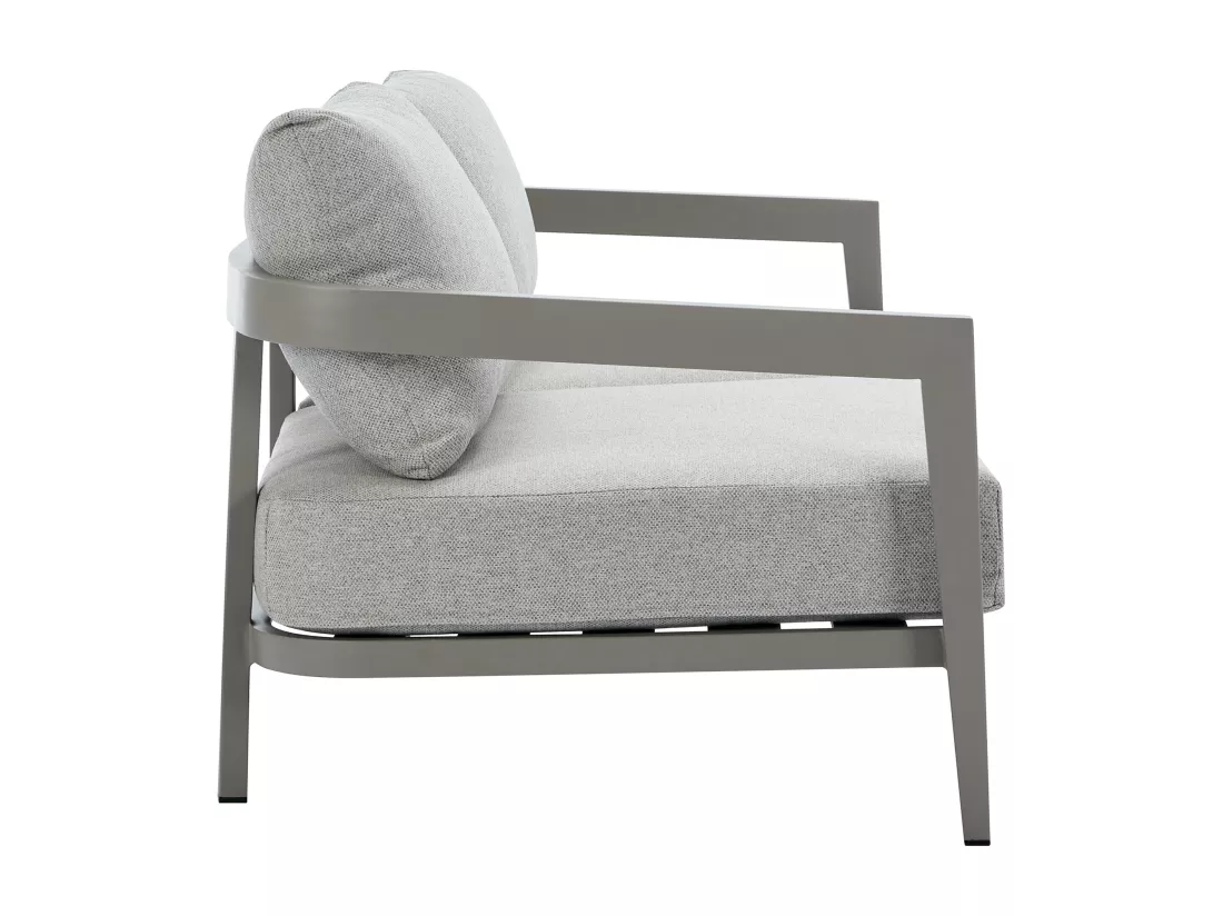 Salon de jardin en aluminium : un canapé 2 places, 2 fauteuils et une table basse - Gris - MILLANA de MYLIA