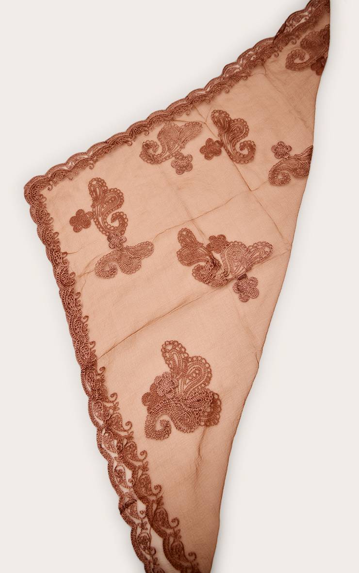Rouille Foulard De Tête En Organza Brodé