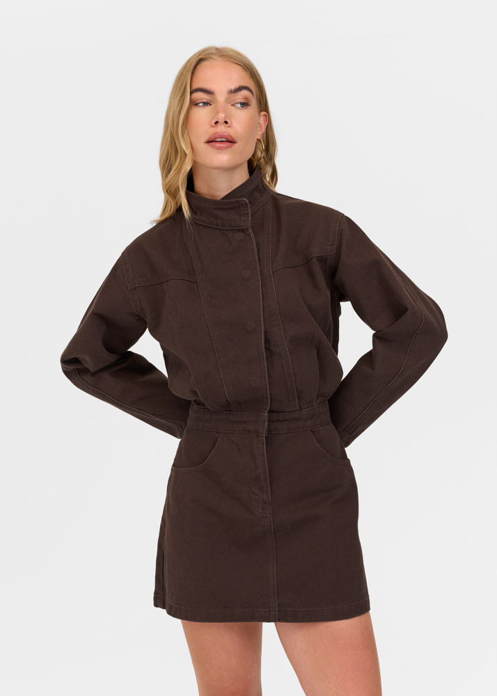 Iconic denim dress deep choco