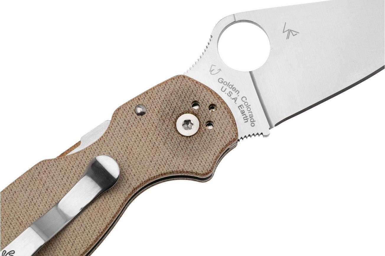 Spyderco Para 3 CPM Cru-Wear C223MPCW Brown Canvas Micarta, zakmes
