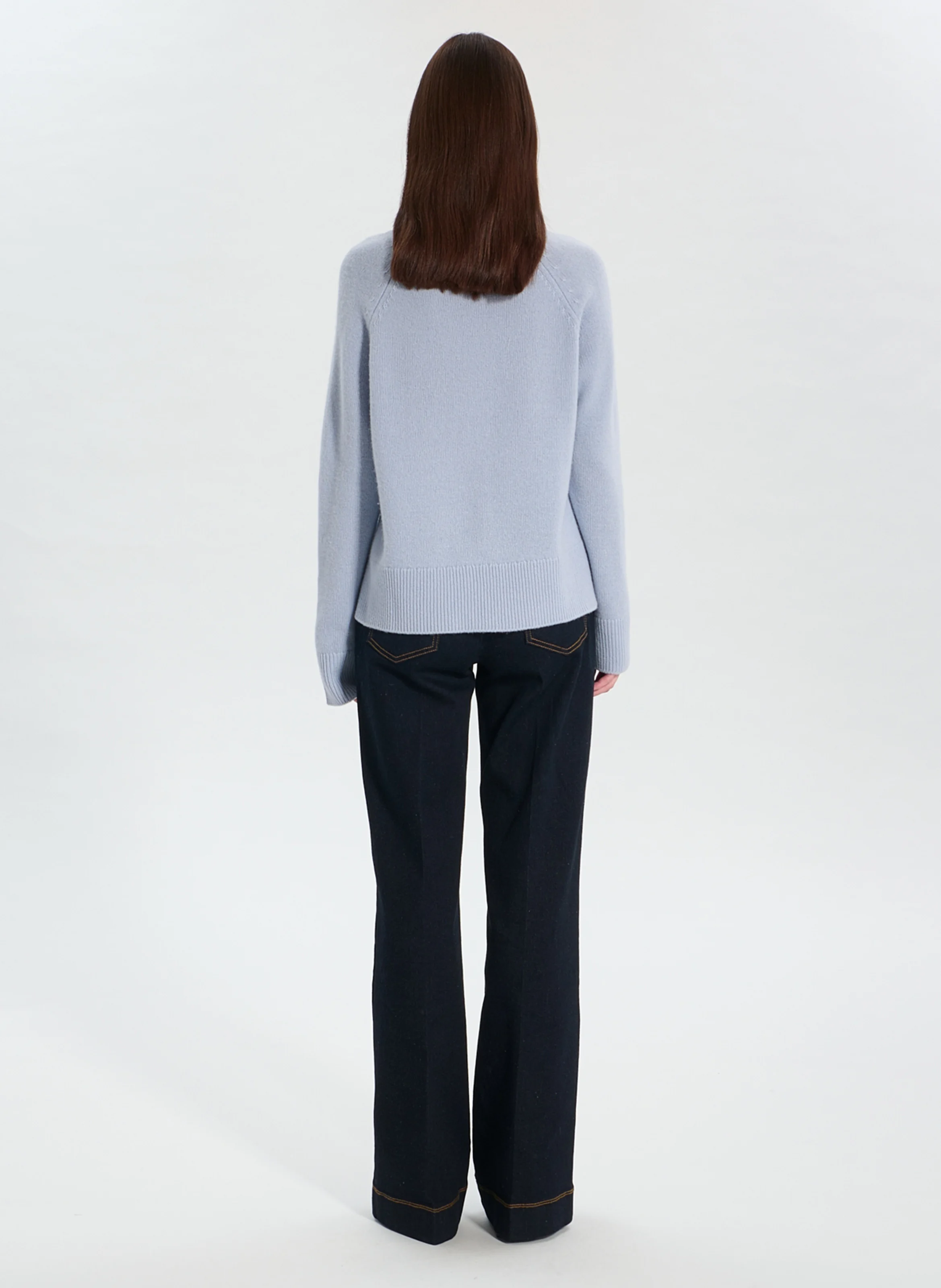 NEONA - Pull droit col rond en cachemire | Bleu