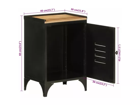 Armoire de salle de bain 40x30x60 cm fer et bois de manguier