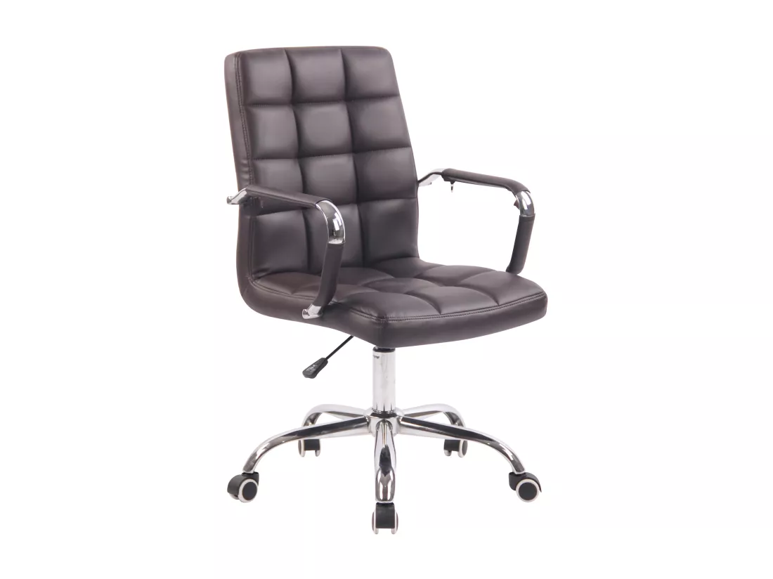 Chaise de bureau - Similicuir & Métal chromé - Marron - Deli