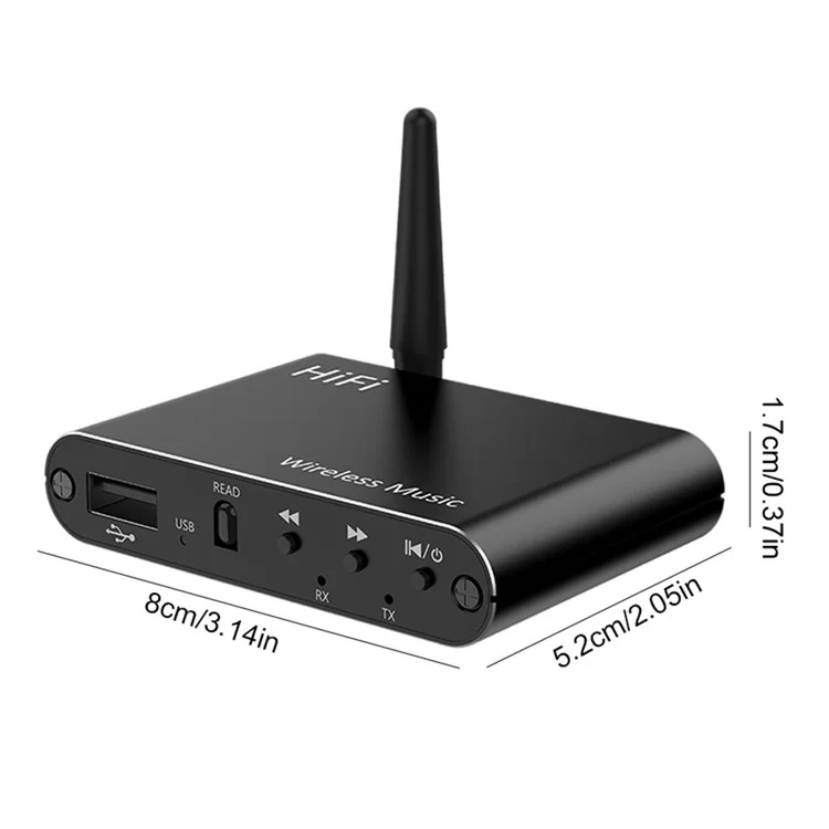 2in1 Bluetooth 5.4 HD Audio Transmitter / Receiver mit Fernbedienung   3.5mm Klinke / Cinch / USB A Anschluss - Schwarz