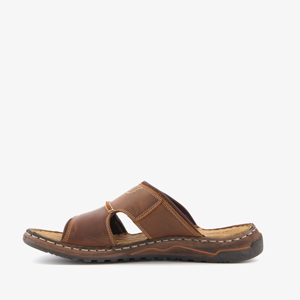 Van Beers leren heren slippers cognac