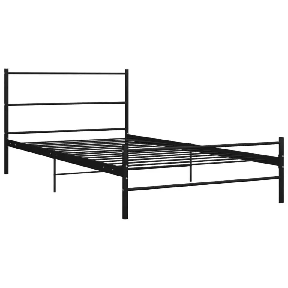 vidaXL - Bed frame met hoofdeinde - Zwart - Metaal - 100x200 cm
