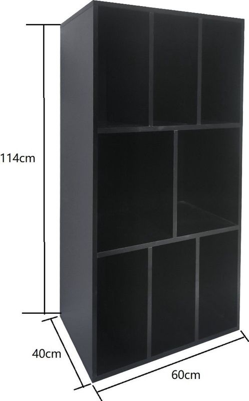 LP - Platenkast - Zwart - 8 Vakken - Opbergkast voor Vinyl