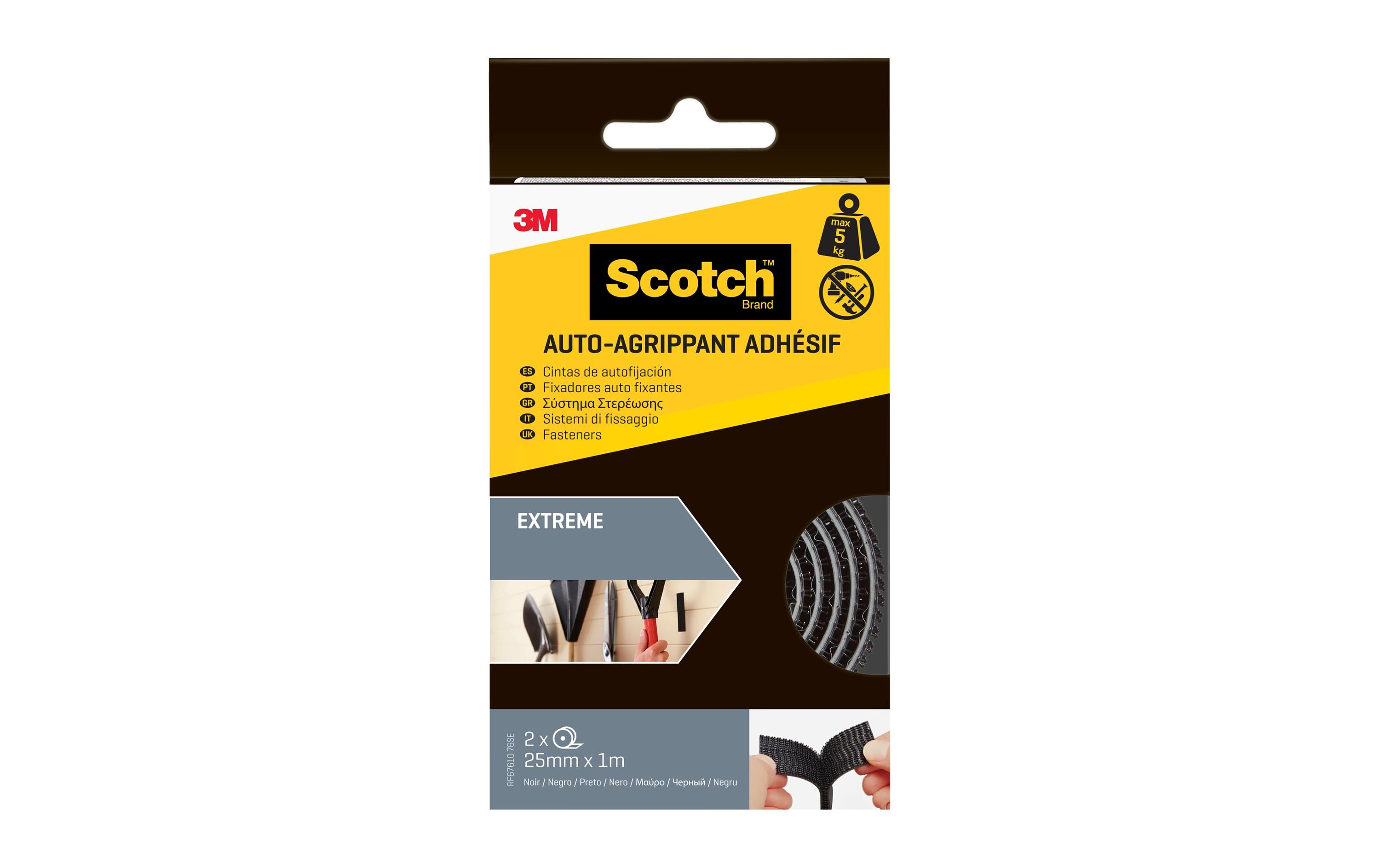 Klettbandverschluss Extreme, 25 mm x 75 mm SchwarzWiederverschliessbare Kletthaftband