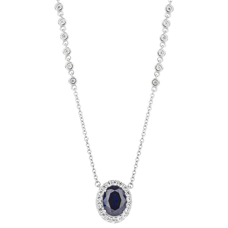 Collier zirconium couleur saphir en argent 925/1000