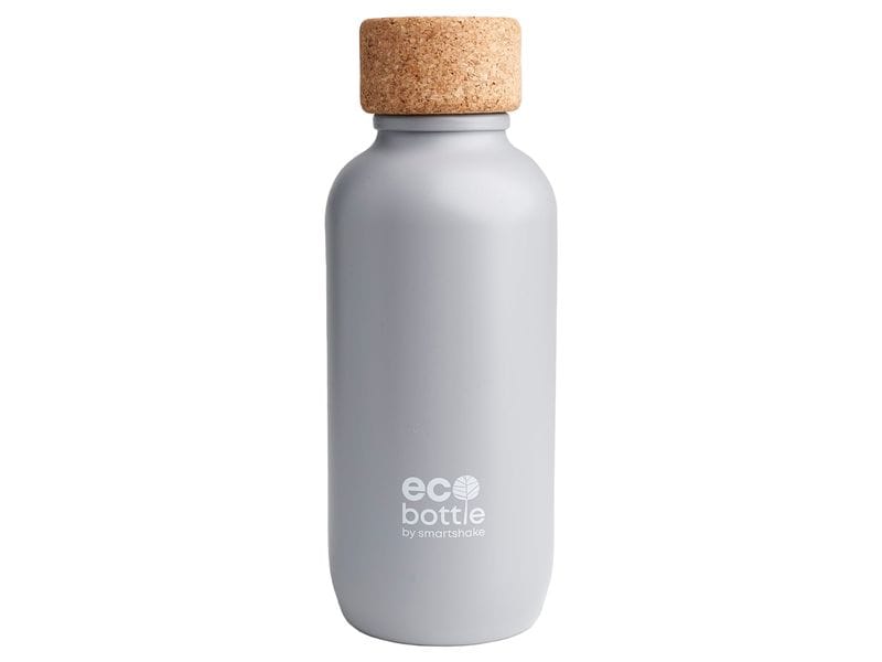 Smartshake EcoBottle 650 ml, Grau Umweltfreundliche Sportwasserflasche aus Zuckerrohr und Kork