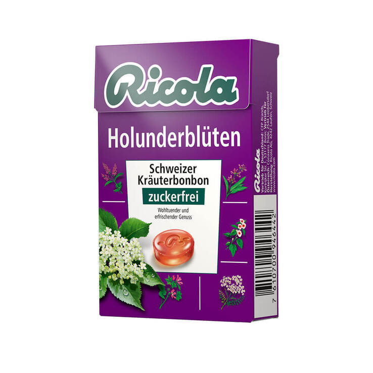 Ricola ohne Zucker Box Holunderblüten Bonbons, 50 g