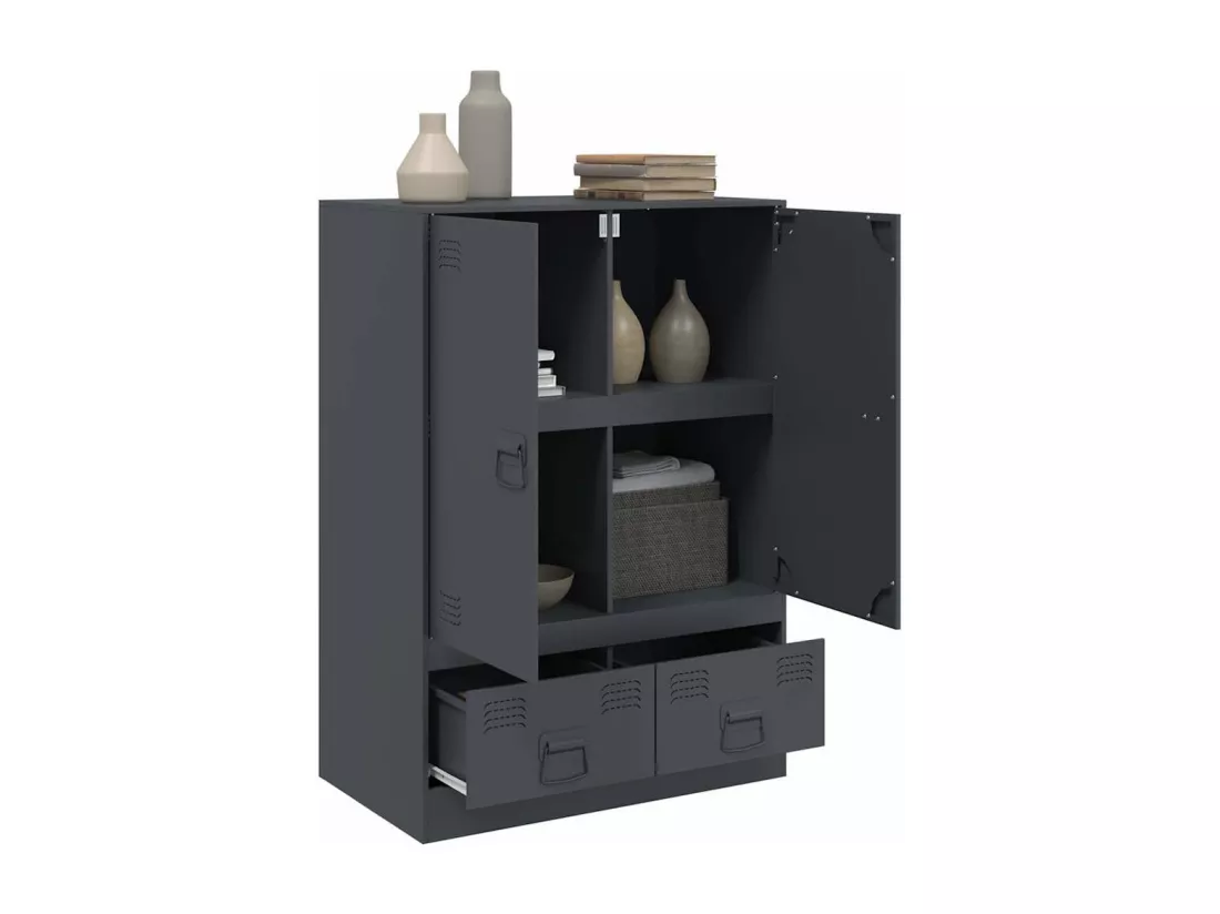 Buffet haut anthracite 67x39x95 cm acier