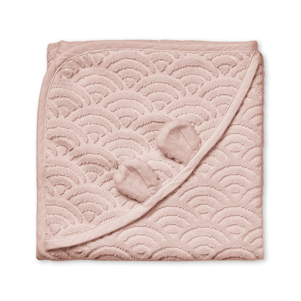 Håndklæde med hætte og ører, Baby - GOTS Dusty Rose