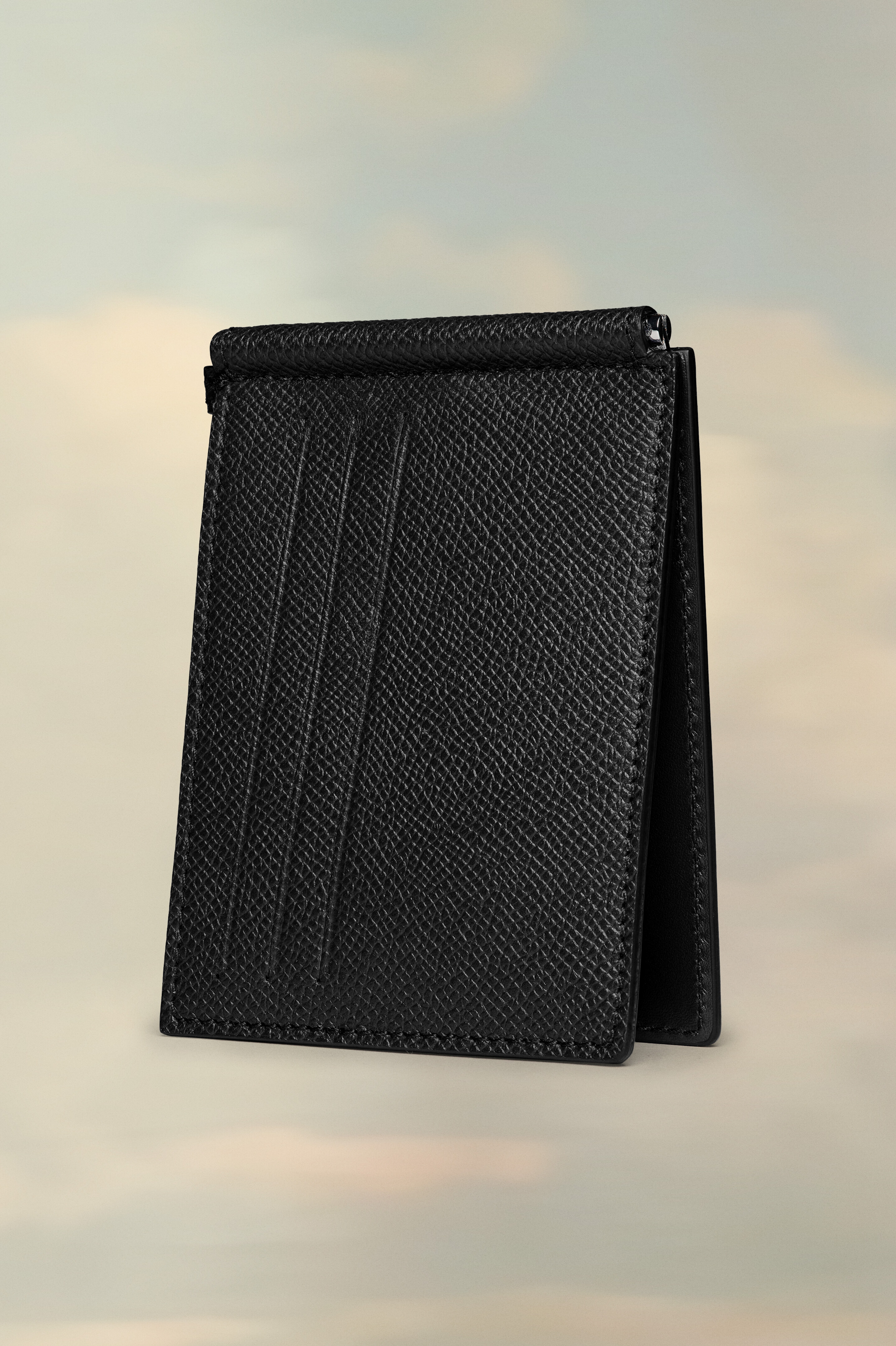 Porte-Cartes En Cuir Avec Pince À Billets Noir