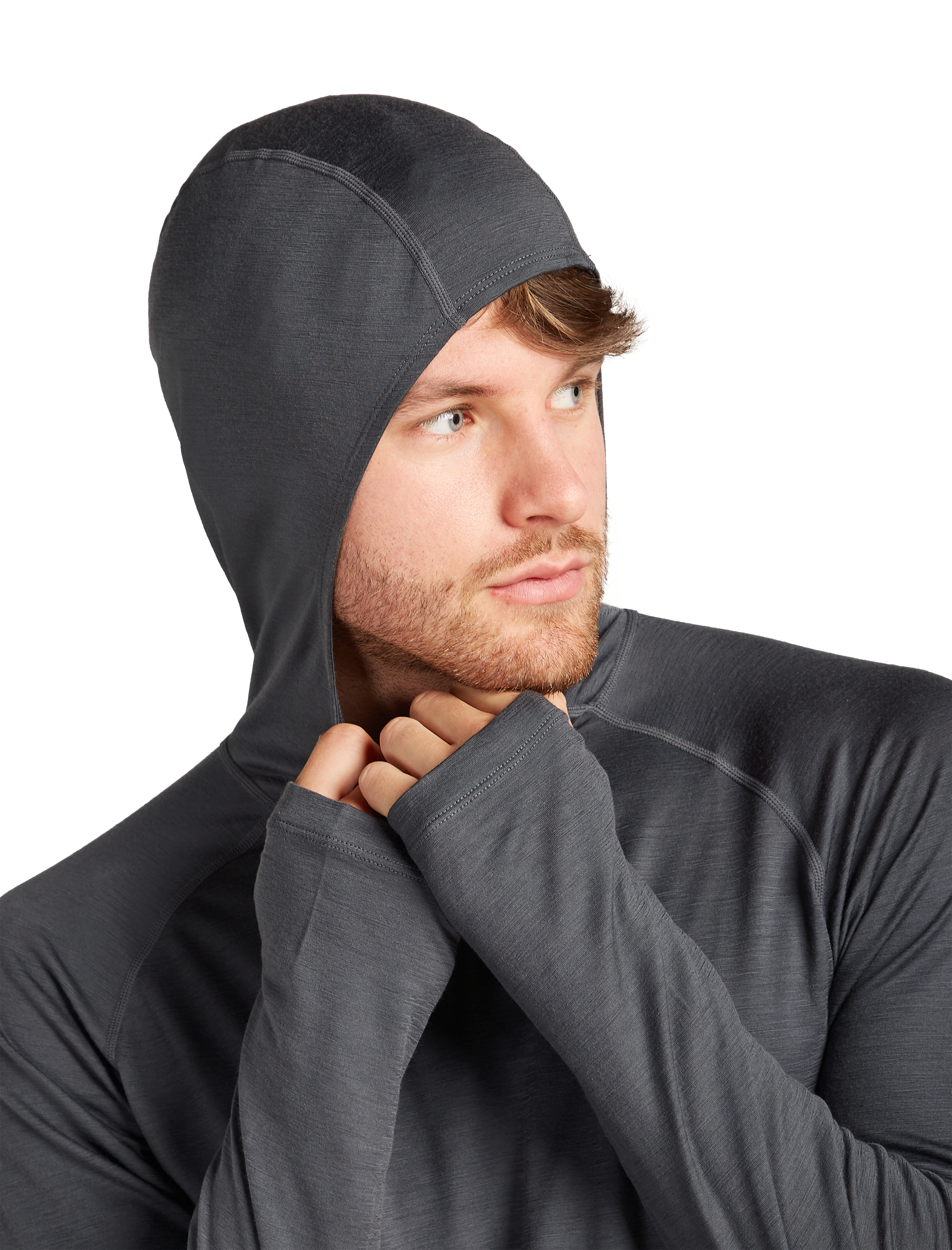 150 MerinoFine Ace LS Hoodie Herre Obsidian