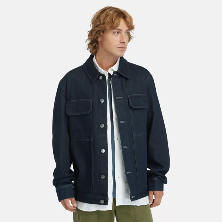Veste camionneur en jean avec technologie Refibra pour homme en bleu foncé
