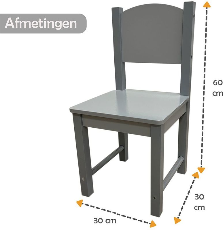 Maxx Kidz Kindertafel - Met 2 Stoeltjes - Grijs - Hout