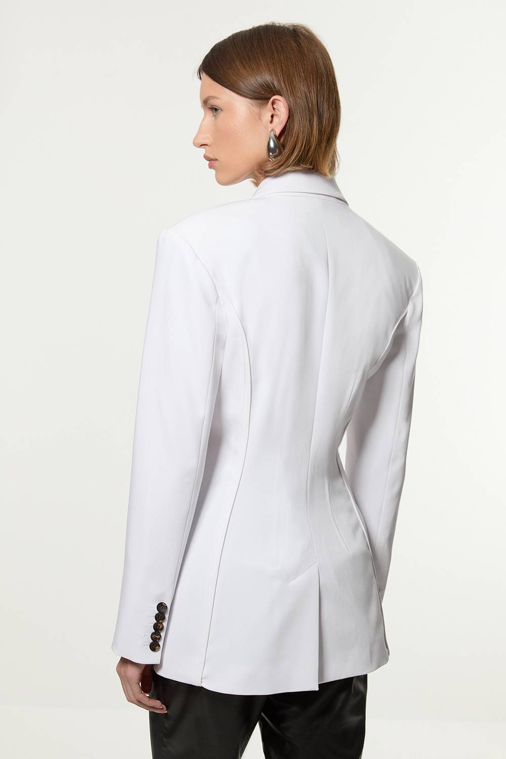 KarenMillen Veste ajustée à double boutonnage avec détails de surpiqûres contrastées