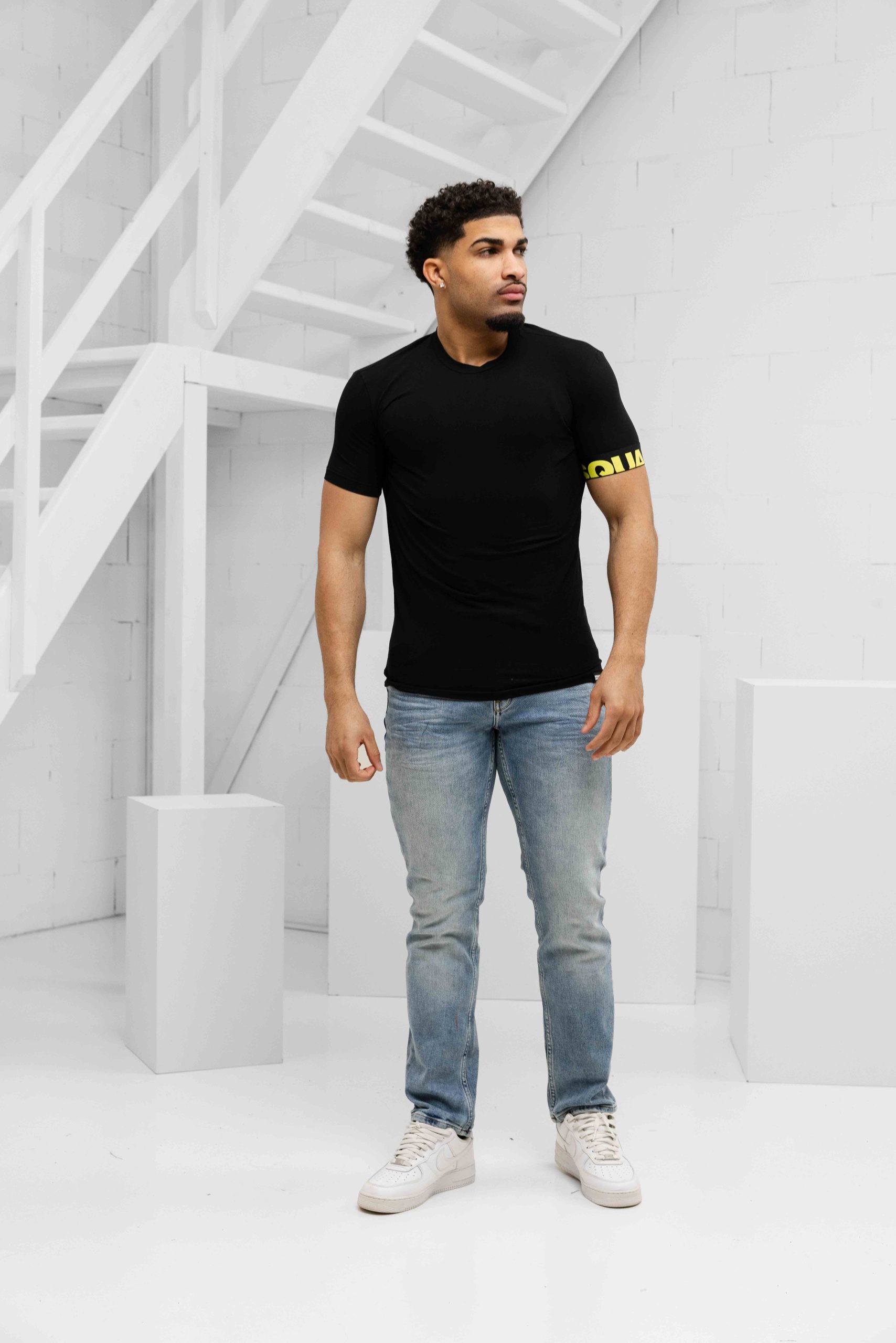 Dsquared2 Round Neck T-Shirt Heren Zwart/Geel