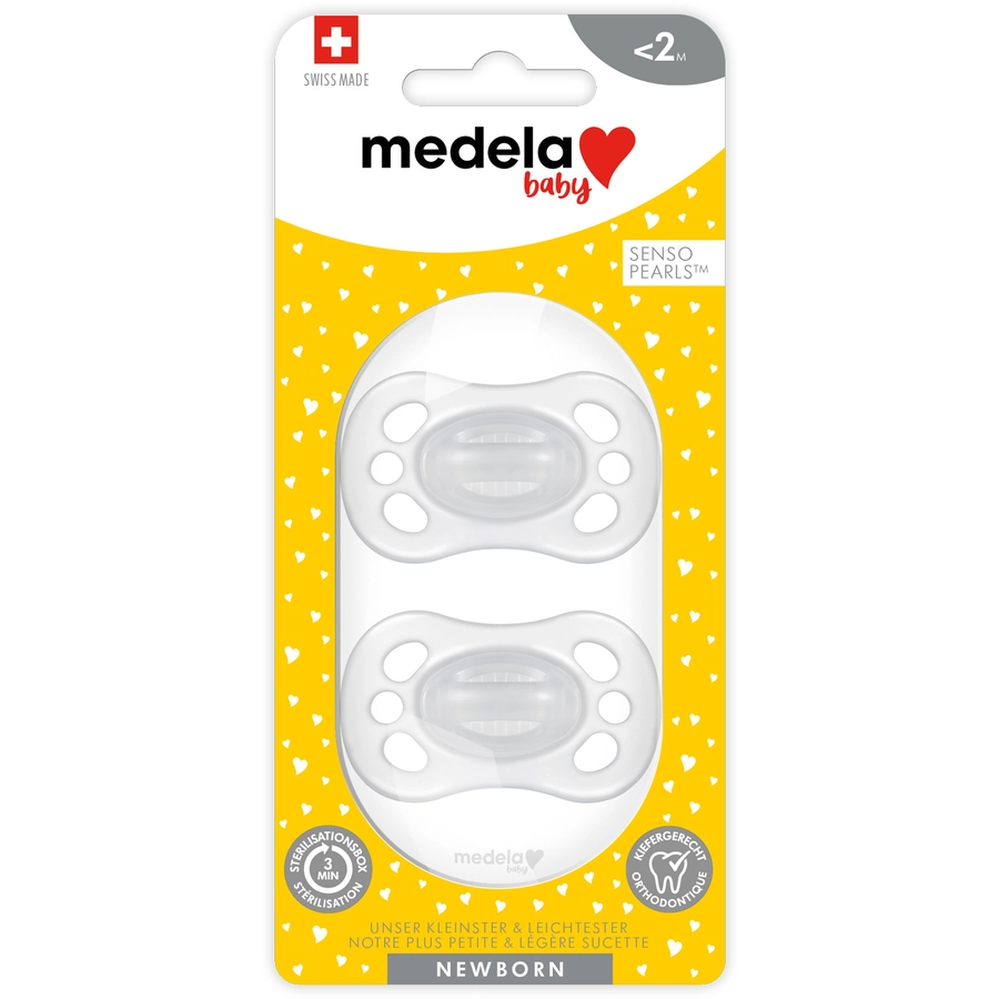 Medela Baby Schnuller New Born 0-2 Monate UNO transparent, 2 Stück