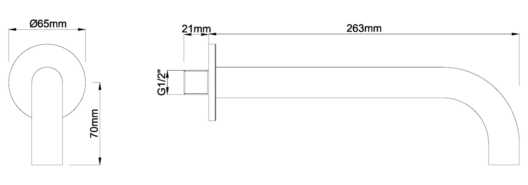 Mueller Bronzo inbouw muuruitloop 25cm geborsteld brons