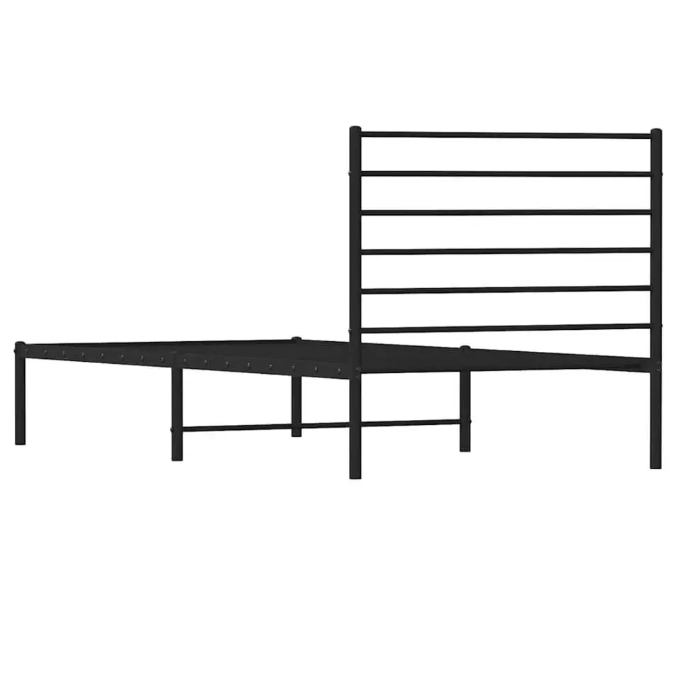 vidaXL - Bed frame met hoofdbord - Zwart - Metaal - 90x200 cm