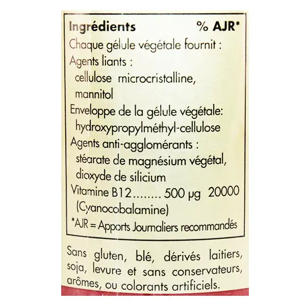 Vitamina B12 cianocobalamina Solgar - 500 mcg, 50 cápsulas vegetais