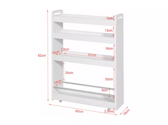 Chariot de Service Étagère roulettes roulettes 4 Étages Blanc de SoBuy NSR01-W SoBuy
