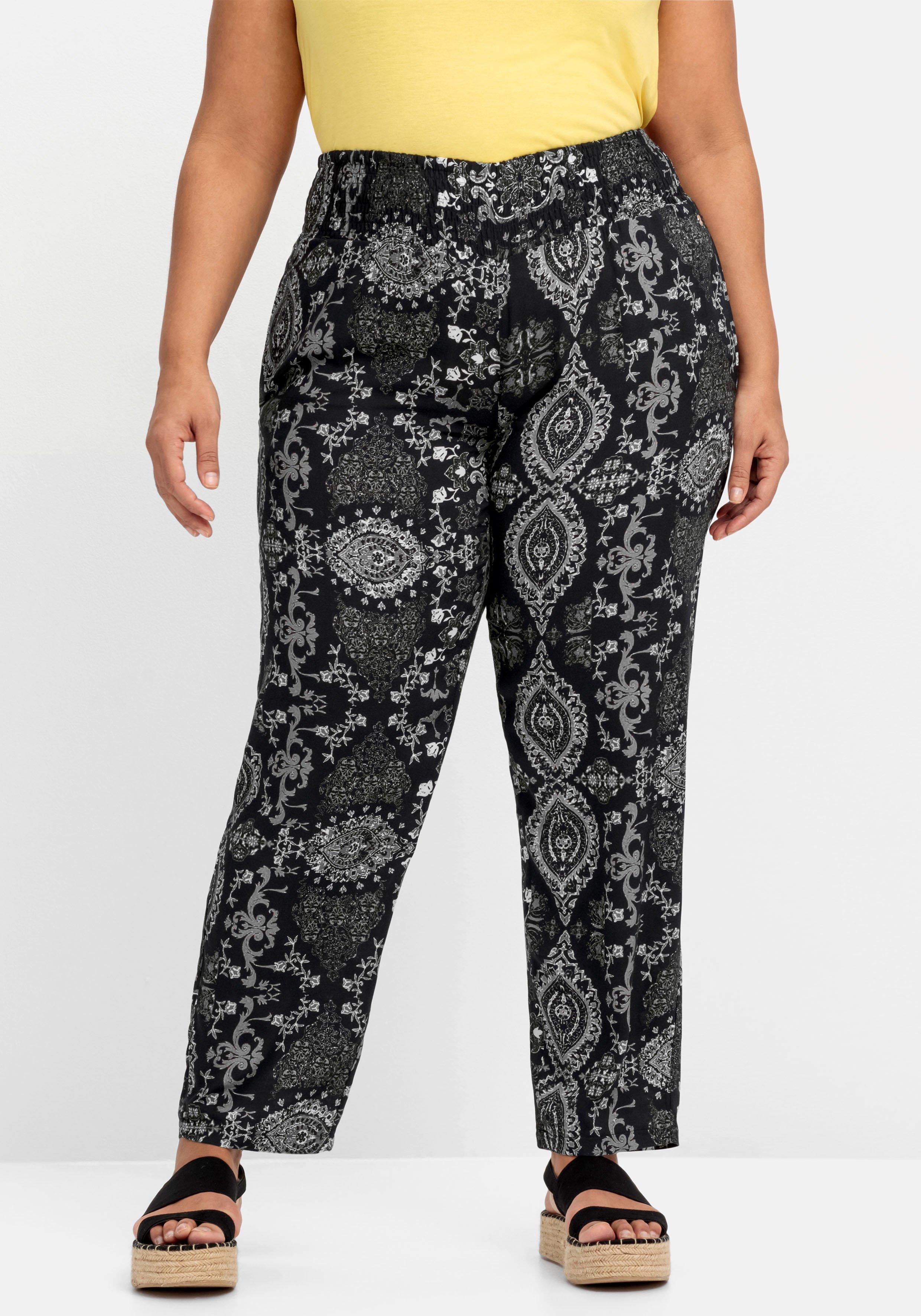 Sommerhose mit Smokbund und Ornamentdruck