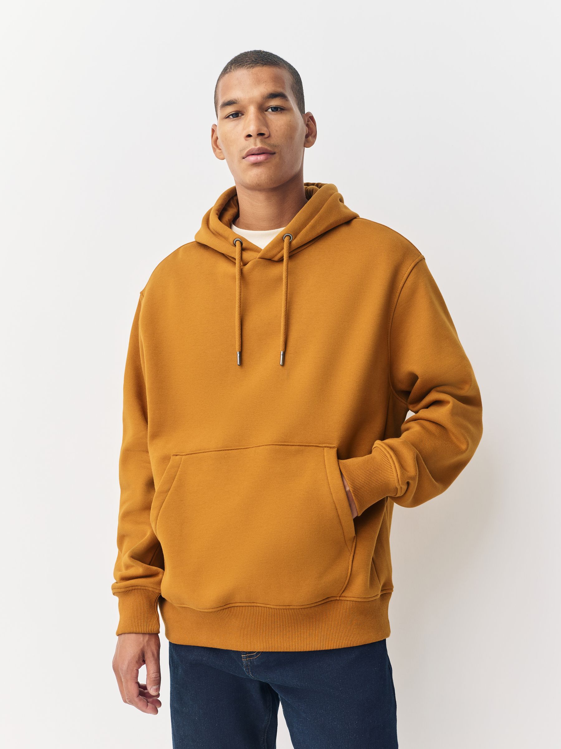 Donkergeel - Normale Pasvorm - Zwaargewicht Cotton Rich Jersey Hoodie