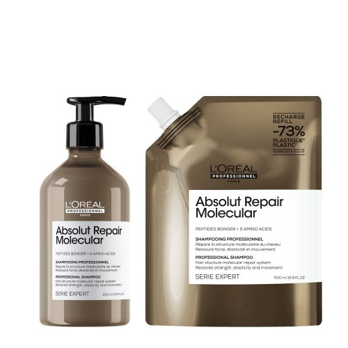 L'Oréal Absolut Repair Molecular Shampoo 500ml   Recarga 500ml
