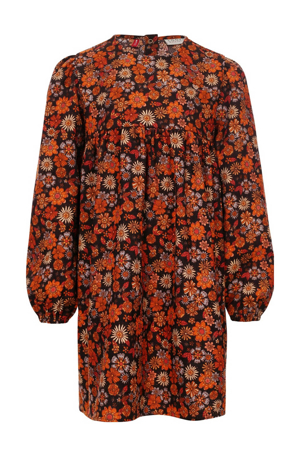 LOOXS gebloemde corduroy jurk oranje
