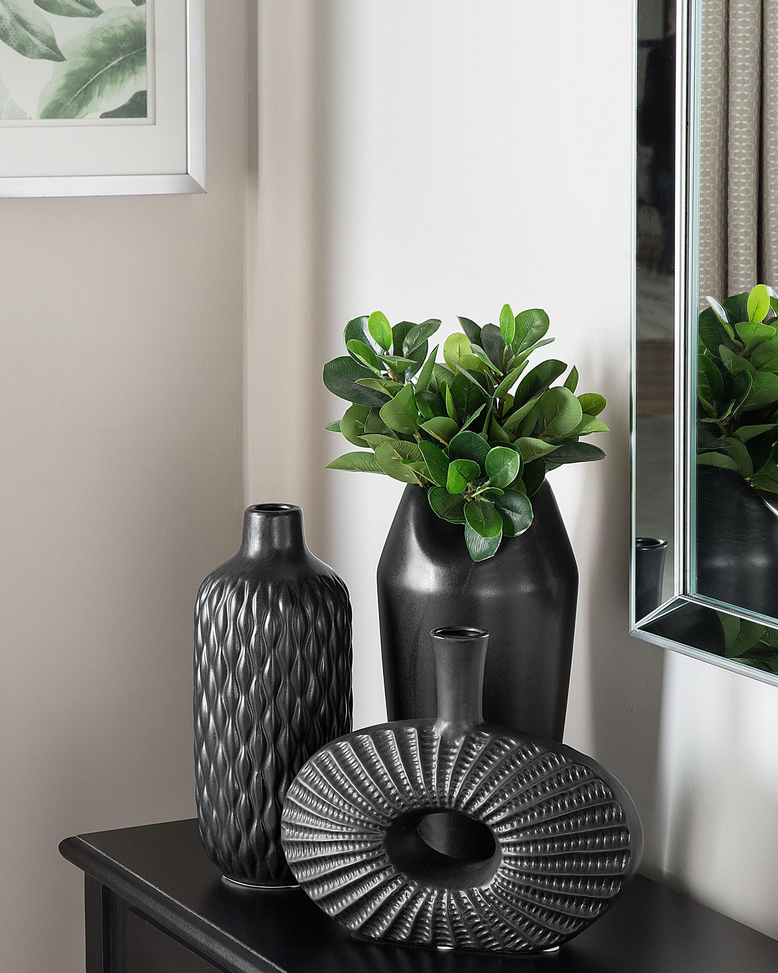 Decoratieve vaas EMAR Steengoed 31 cm Zwart