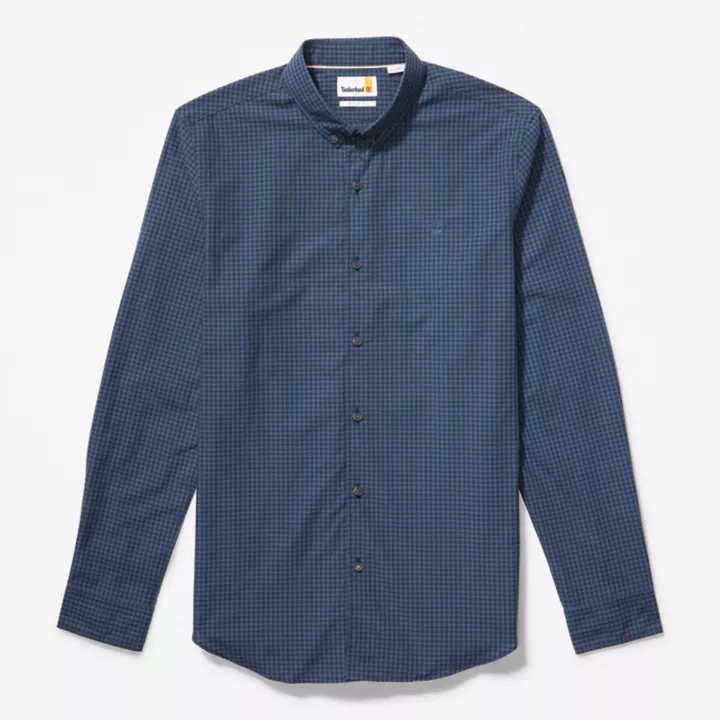 Chemise vichy en popeline pour homme en bleu