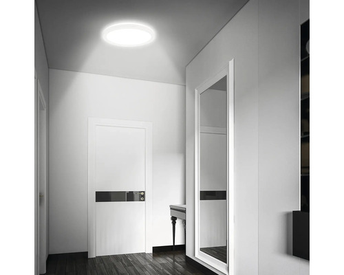 LED Sensor Plafondlamp IP44 15W 1900 lm 4000 K HxØ 3x24 cm Slank Wit + Achtergrondverlichting