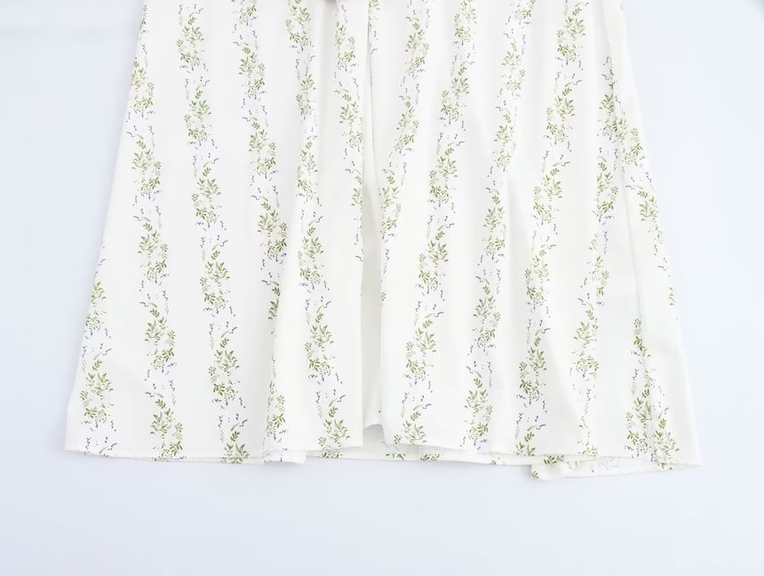 Cumulys - Maxi A-lijn jurk met lange mouwen, vierkante hals en bloemenprint