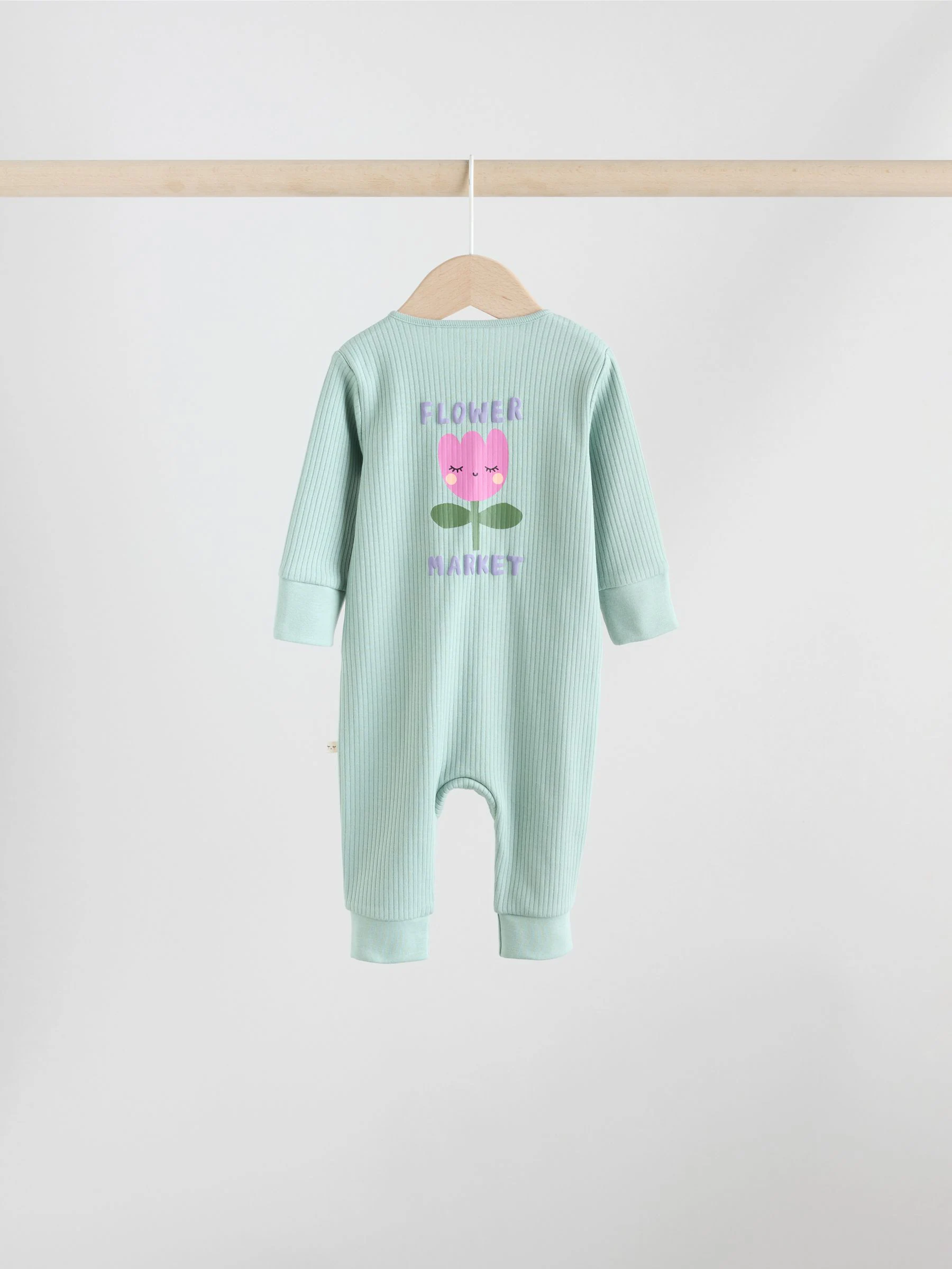 Meerkleurig met bloemenprint - Verpakking van 3 babyslaappakjes met tweewegrits (0 mnd - 3 jr)