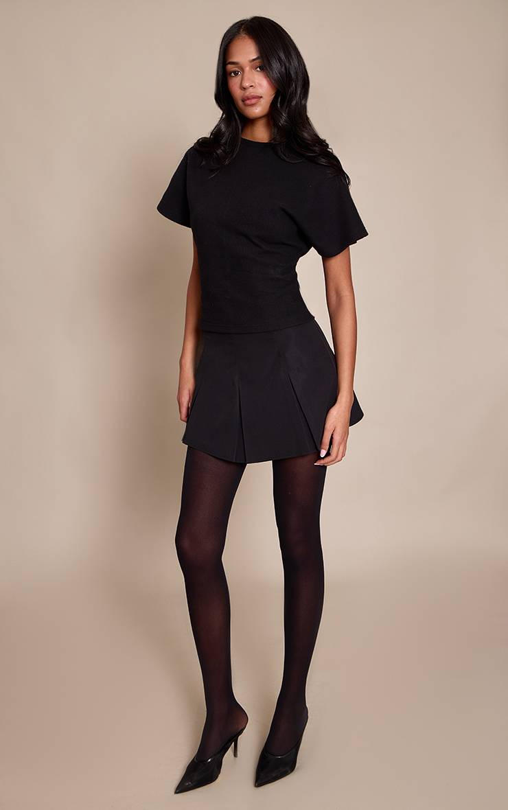 Noir Jupe-short Patineuse Tissée Ajustée À Plis Creux Tall
