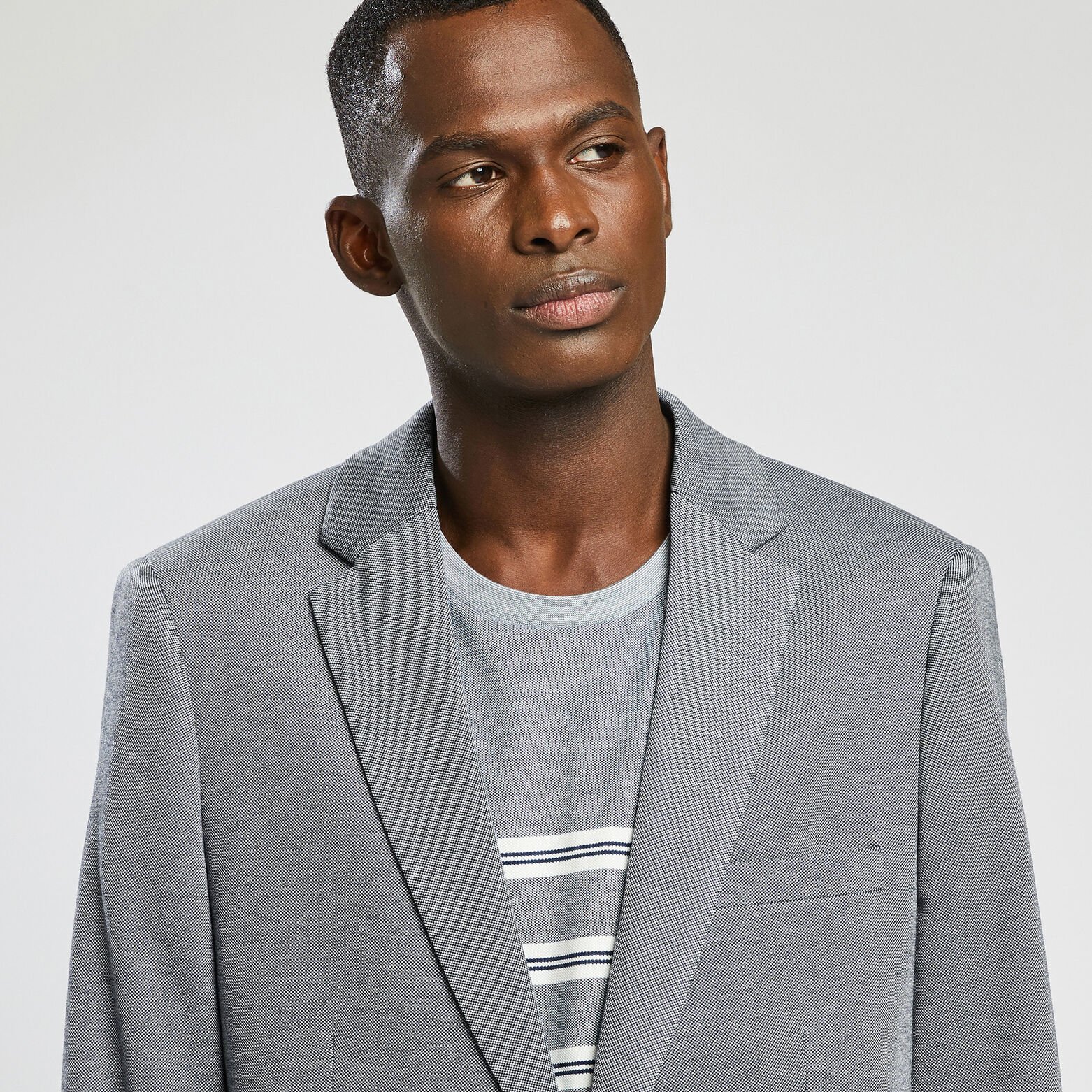 Veste slim maille avec coudières Bleu moyen