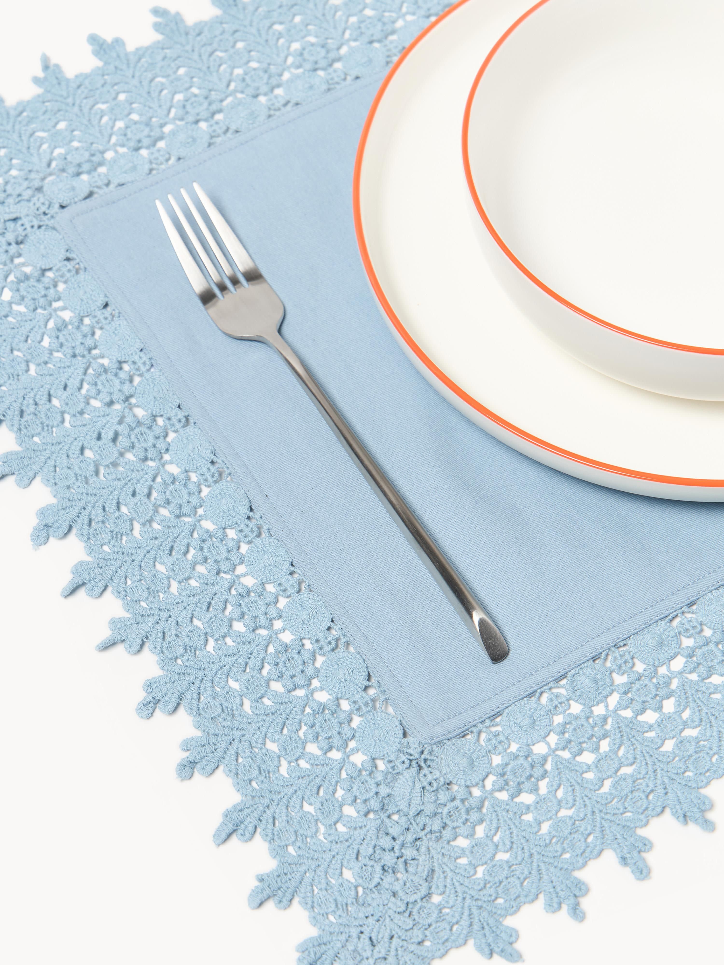 Placemats Flavia met kantrand, 2-delig